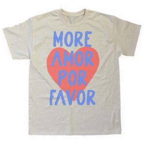 More Amor Por Favor Graphic Tee – Retro Heart Design Cream T-shirt